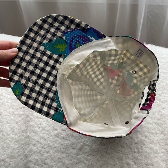 Vintage Checkered with Floral Baseball Cap Cotton Hat - Picture 4 of 9